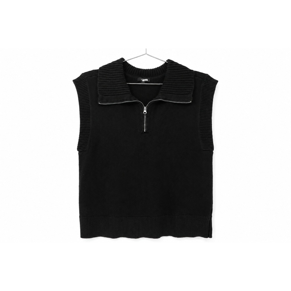 Rails Bodhi Sweater Vest Size M Black Cotton Cashmere Zip Front VGUC - Picture 2 of 4